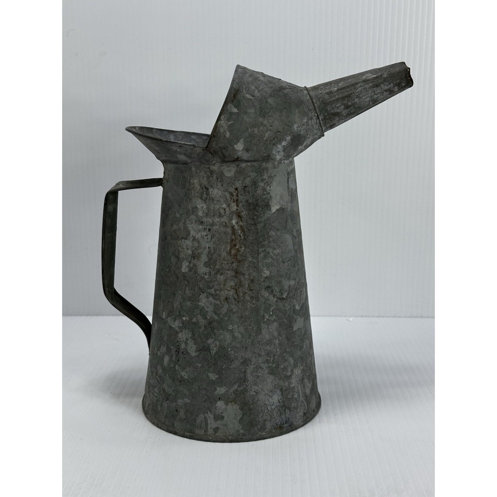 Vintage Dover 2‎ QT Liquid Galvanized Oil Can Spout Funnel U.S. Standard Oil Gas